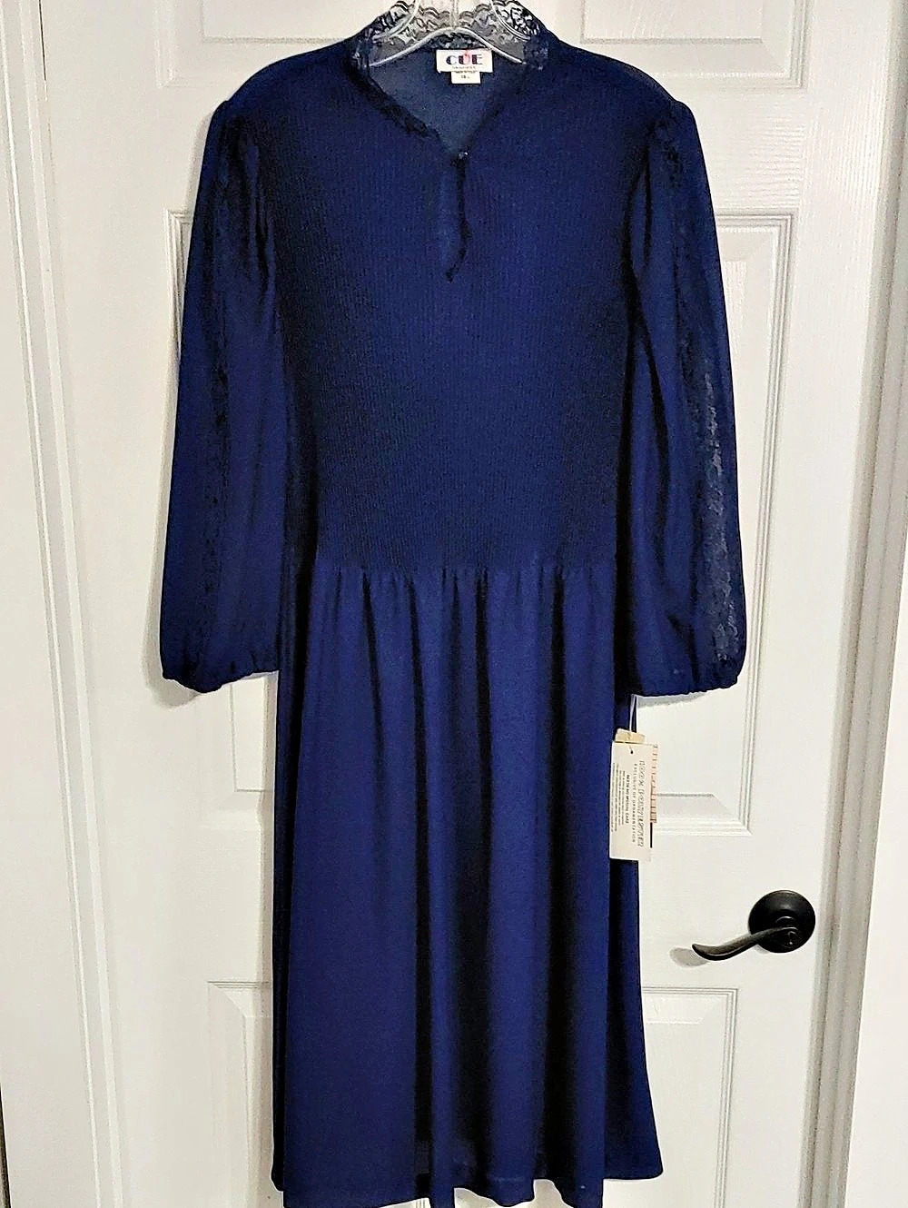 Vintage NWT CUE Blue Maxi Dress Lightweight See Thru Material Missing Belt